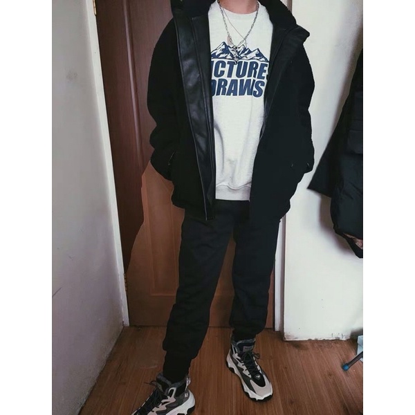 Áo khoác da lót lông cừu dáng rộng mặc được 2 kiểu siêu đẹp siêu ấm Ulzzang unisex nam nữ ❤️