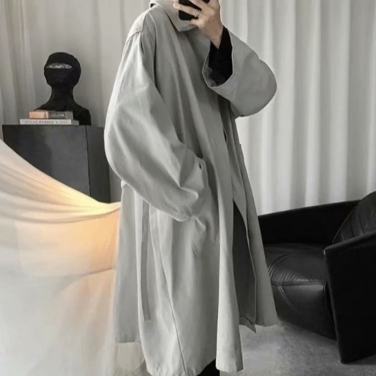 Áo khoác dáng dài form rộng thời trang mùa thu hàn quốc cho nam new áo dài tay jacket rộng men top coat áo gió nam phong cách hàn quốc màu đặc retro áo dài tay