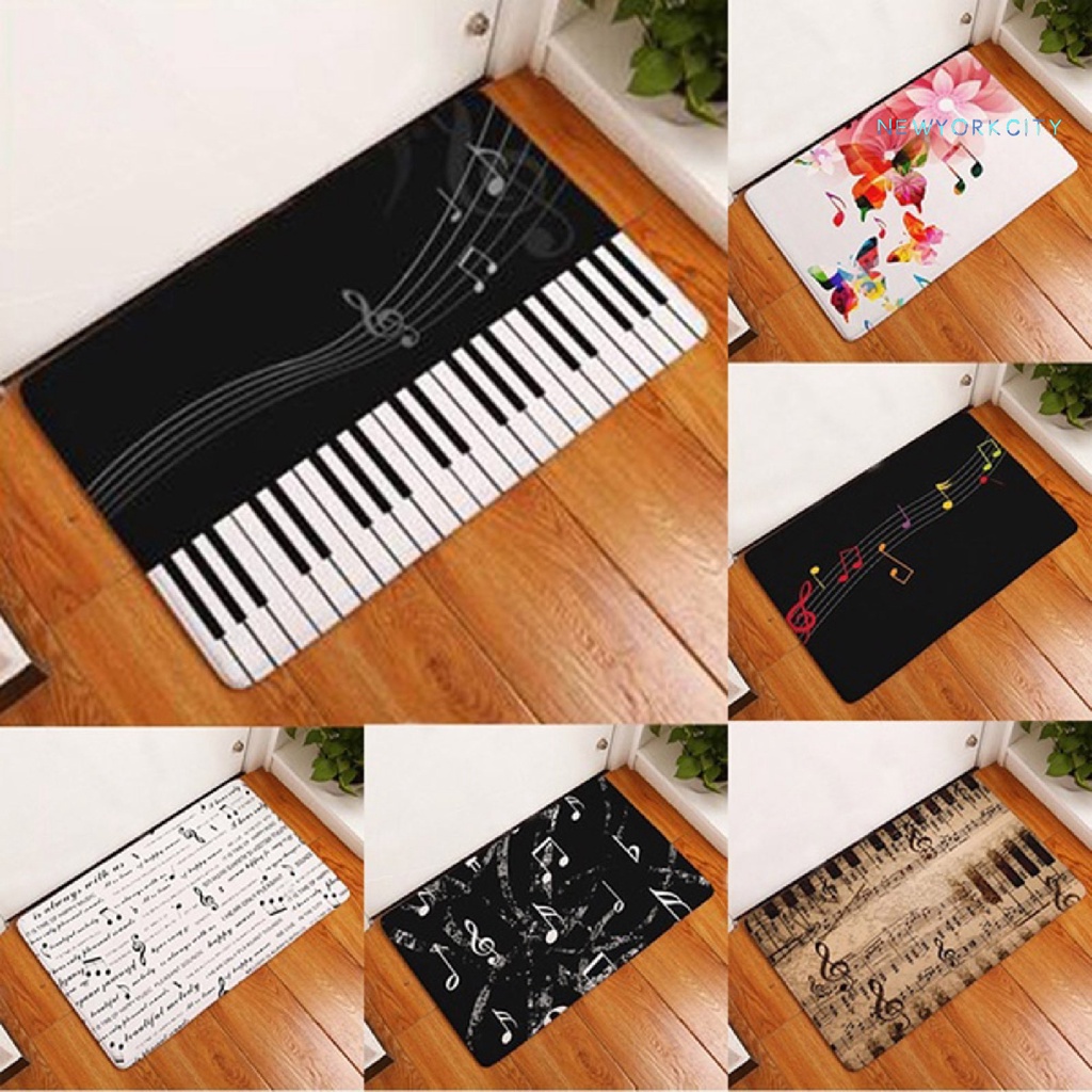 Thảm Chùi Chân Lông Cừu San Hô Chống Trượt Hình Đàn Piano Trang Trí Nhà Cửa