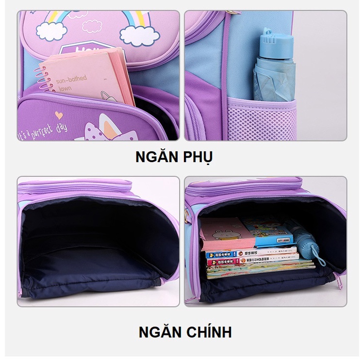 BaloHome - Balo chống gù cho bé tiểu học, cặp học sinh chống cho bé trai và bé gái có dải phản quang