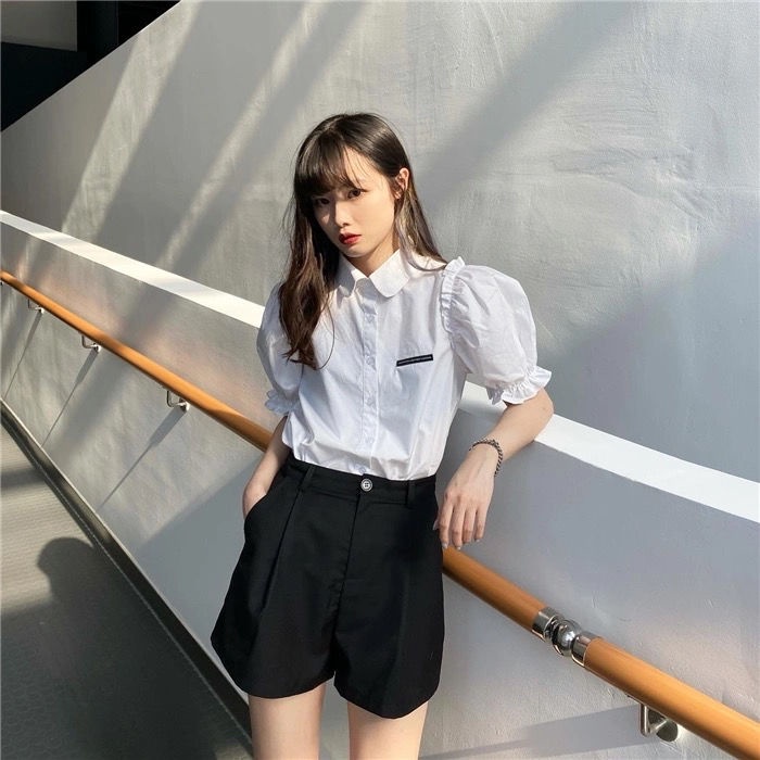 Áo Sơ Mi Tay Ngắn Màu Sắc Tiêu Chuẩn Phong Cách Hàn Quốc Thời Trang Mùa Hè