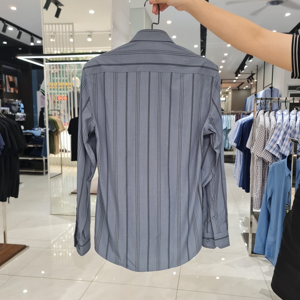Áo Sơ Mi Nam Dài Tay Owen AS23379D Somi Công Sở Cao Cấp Màu Ghi Xám Kẻ Sọc Dáng Ôm Không Túi Chất Sợi Tre Mềm Mát | BigBuy360 - bigbuy360.vn