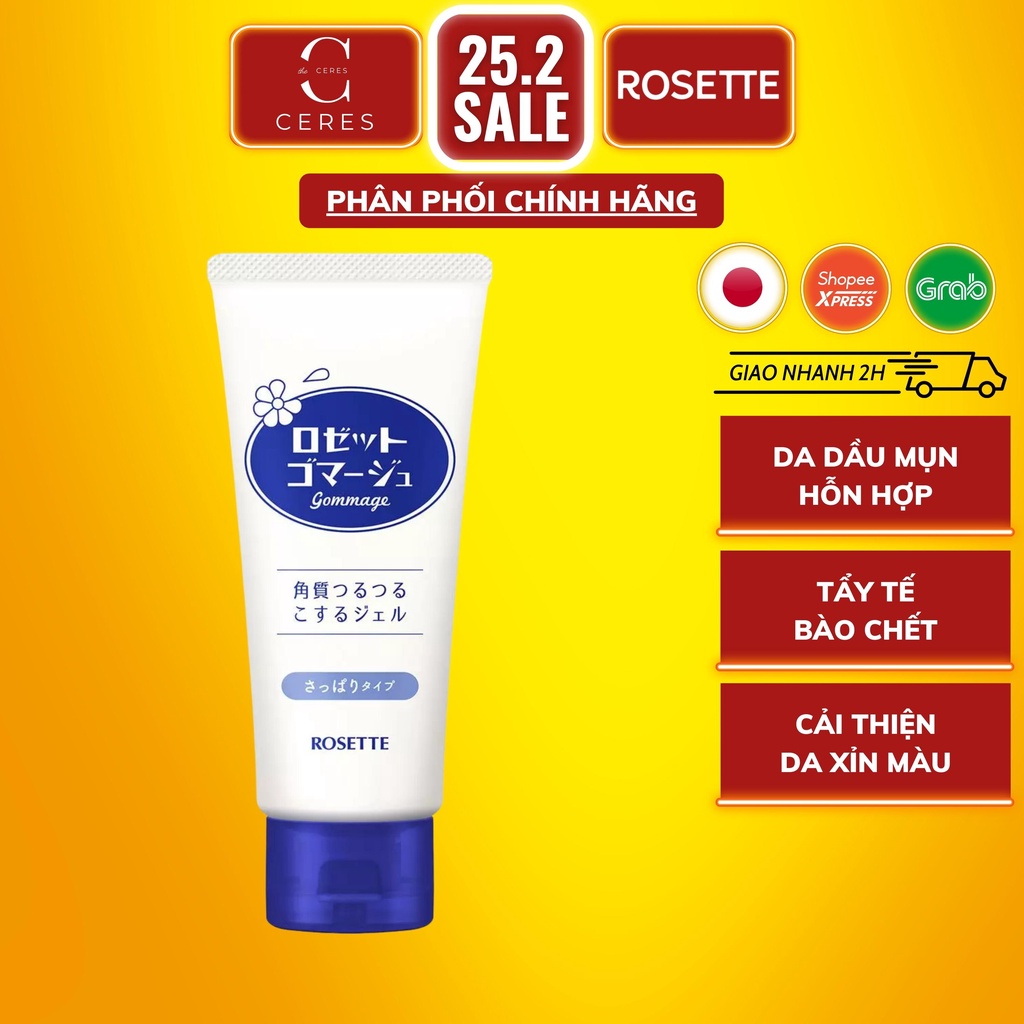 Tẩy Da Chết Mặt Rosette Xanh - Gel Tẩy Tế Bào Chết Gommage Peeling Cho Mọi Loại Da 120gr