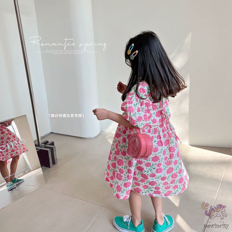 Đầm Công Chúa Tay Phồng In Hoa Kiểu Hàn Quốc Thời Trang Mùa Hè Cho Bé Gái