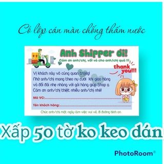 Phiếu cám ơn khách hàng  - xấp 50 tờ k keo dán