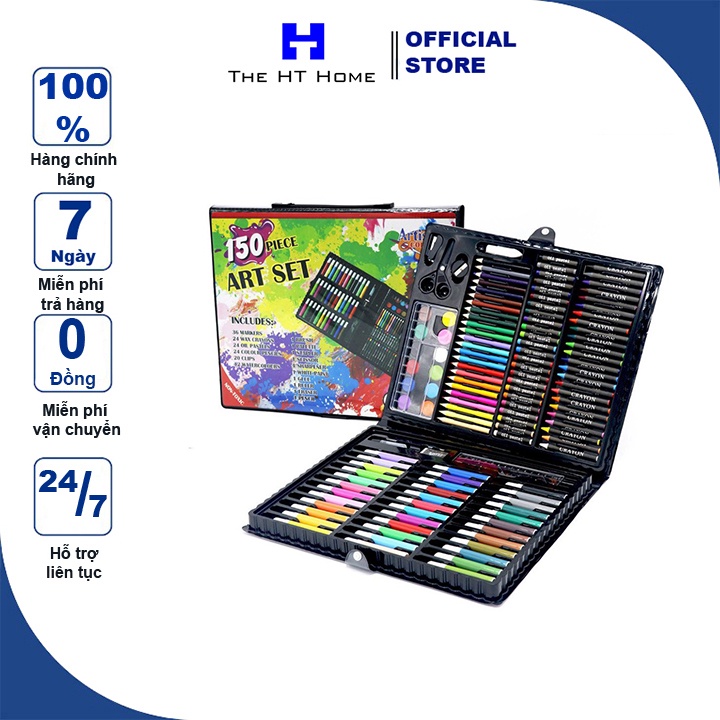 Hộp màu 150 món, hộp màu cho bé học tập đầy đủ, tiện lợi, gọn gàng và dễ sử dụng 4623 AQ