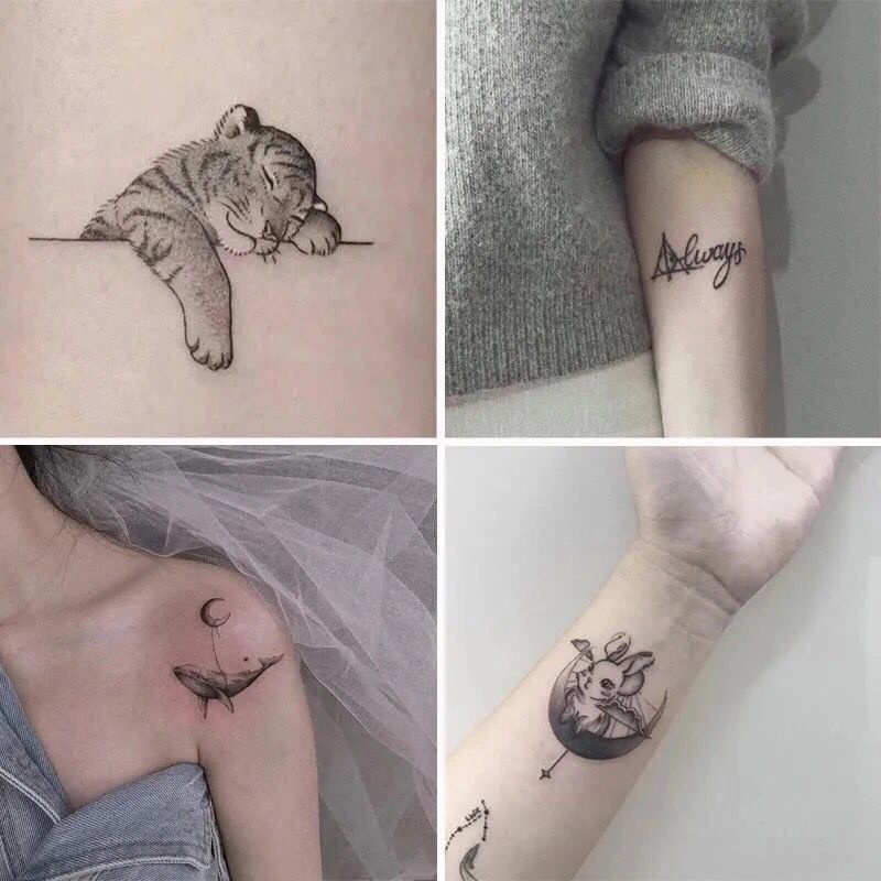 Siêu dễ thương!Hình Xăm Dán Tạm Thời Chống Thấm Nước Phong Cách Cặp Đôi Độc Đáo