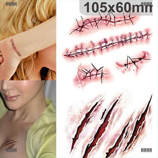 [Wyl] 3xHalloween ❥ ❈ Hình xăm sẹo Zombie với nhãn dán máu ghẻ giả Trang điểm