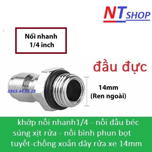 Khớp nối nhanh chống xoắn dây 1/4, khớp nối nhanh súng xịt rửa áp lực cao