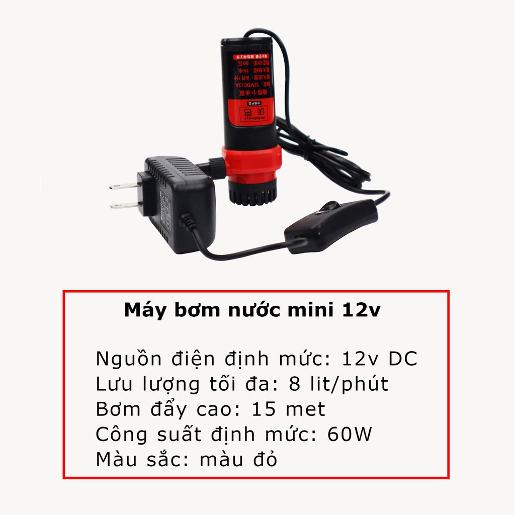 Máy bơm nước mini 12v dùng cho máy cắt rãnh tường, máy khoan nước, tưới cây, thay nước bể cá