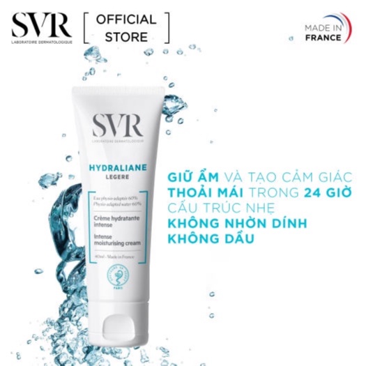 Kem cấp nước, dưỡng ẩm SVR Hydraliane Legere 40ml [NHẬP KHẨU CHÍNH HÃNG 100%]