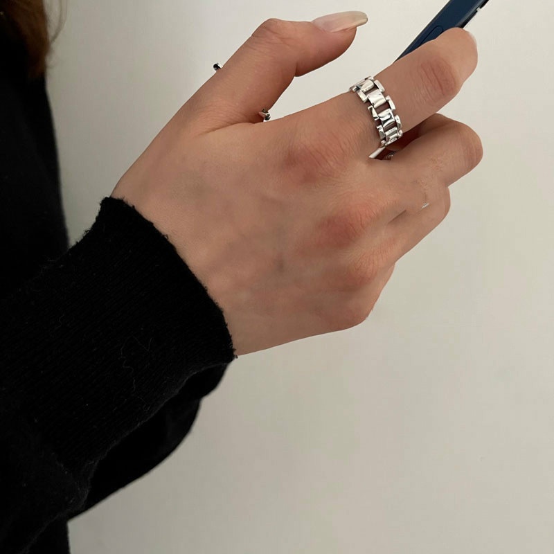 Nhẫn phối dây xích phong cách hiphop đường phố thời trang