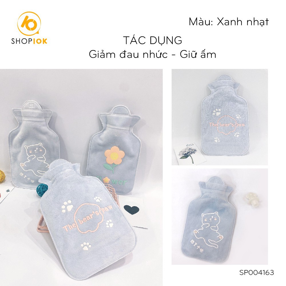 Túi chườm nóng lạnh nhung mềm SHOP10K giảm đau bụng kinh, túi chườm giữ ấm hạ sốt 350ml SP004163