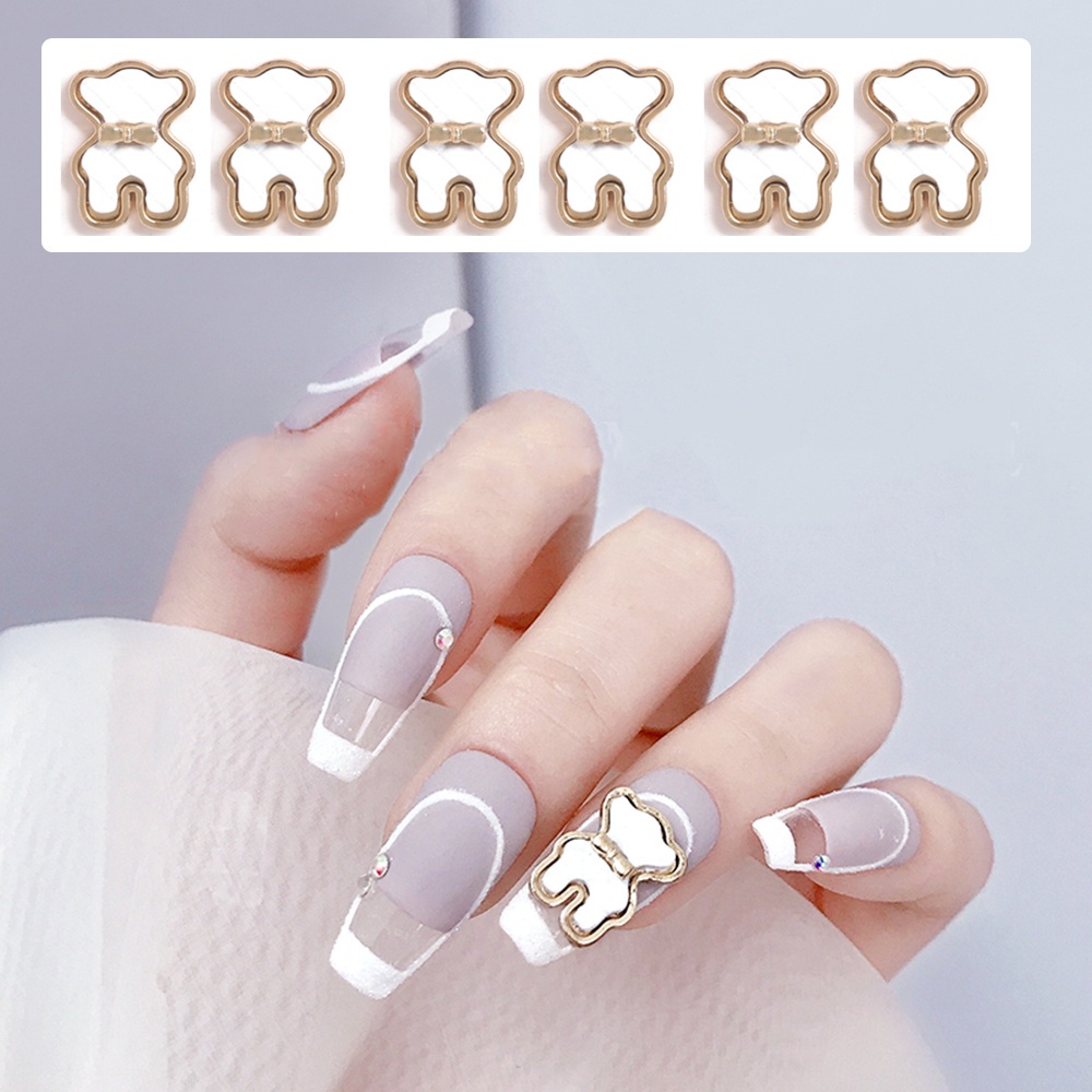Phụ Kiện Trang Trí Móng Tay Hình Gấu Hoạt Hình 3D Dễ Thương Bằng Hợp Kim