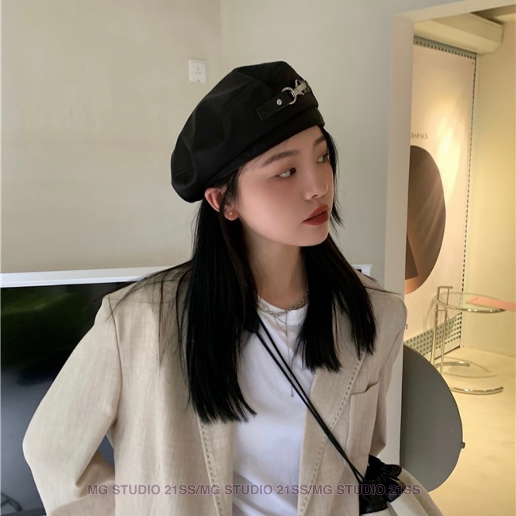 Mũ beret MG STUDIO thiết kế khóa cài kim loại thời trang
