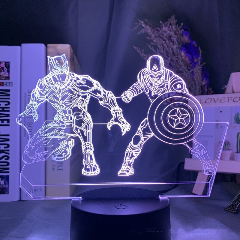 Đèn Ngủ LED 3D 7 Màu Hình Siêu Anh Hùng Marvel