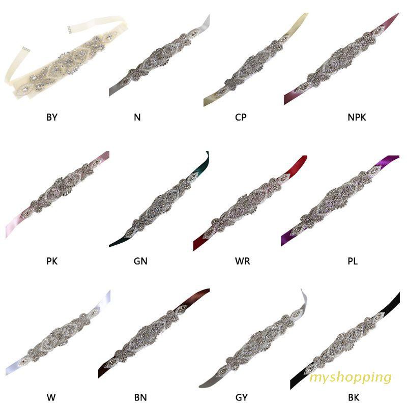 Thắt Lưng Dây Ruy Băng Đính Đá Lấp Lánh Cho Cô Dâu