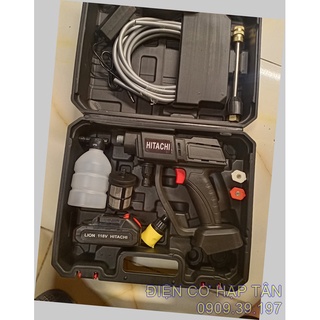 Máy rửa xe dùng pin hitachi 118v - máy rửa xe gia đình hộp nhựa