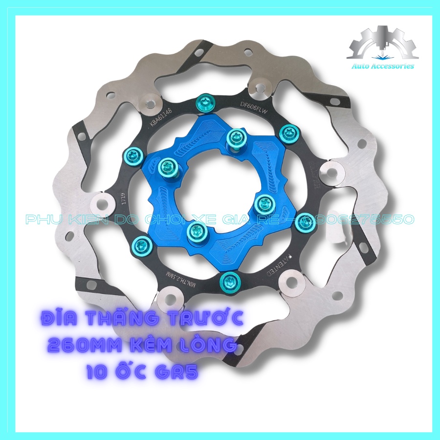 COMBO 3 MÓN EXCITER 150 (EX150) CÓ 14 ỐC - Đĩa Thắng Trước 4 lỗ 260mm (Luôn Lòng) + Pát CNC + Heo Dầu Brcmbe 2piston