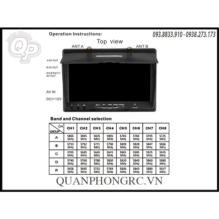 Màn Hình LT5802S 7" LCD 800*480 Receiver Monitor 5.8GHz Dual Diversity With DVR/Battery | BigBuy360 - bigbuy360.vn