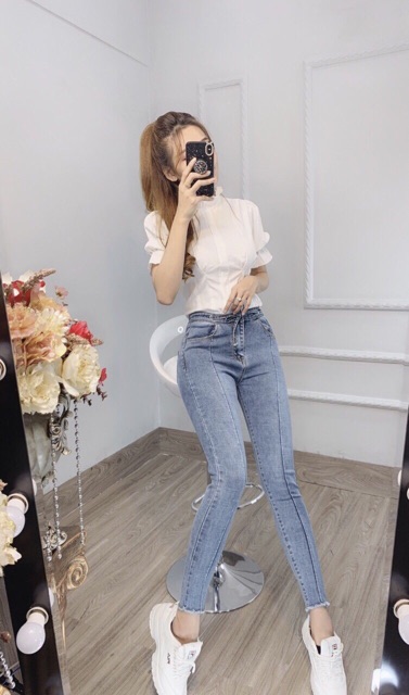 Quần jean nữ lưng siêu cao co giãn QJ5850