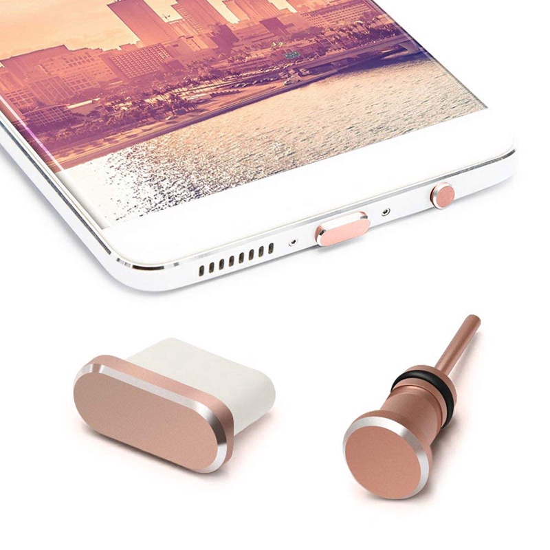 Bộ Nút Cắm Chống Bụi Cổng Sạc USB Type-C 3.5mm Bằng Hợp Kim Cho Điện Thoại