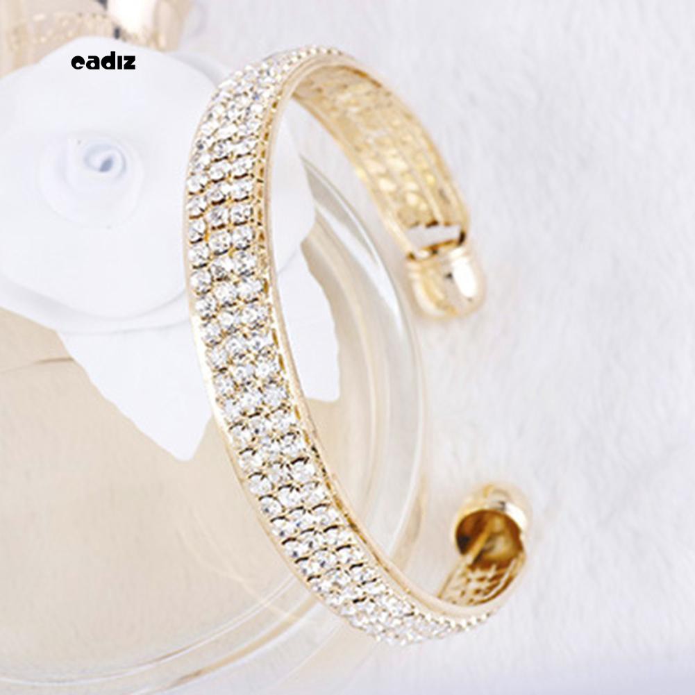 Vòng tay đính đá pha lê lấp lánh kiểu mở thời trang nữ