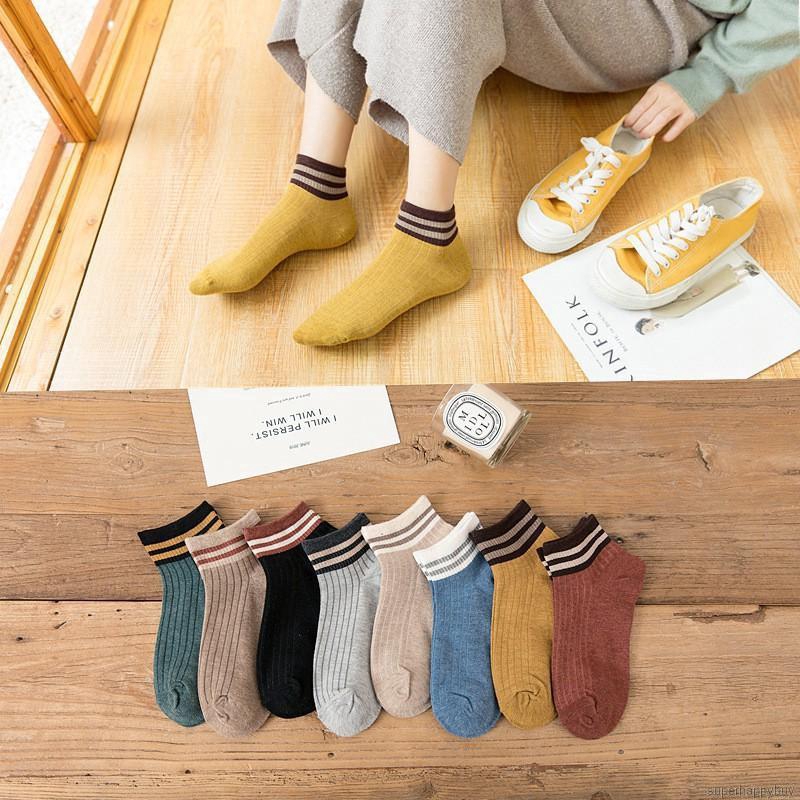 Women's Ankle Socks Korean Fashion Simple Short Striped Socks