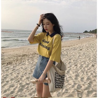 Áo thun polo ulzzang order áo cộc ngắn tay nữ có cổ dáng hàn quốc KÈM ẢNH THẬT