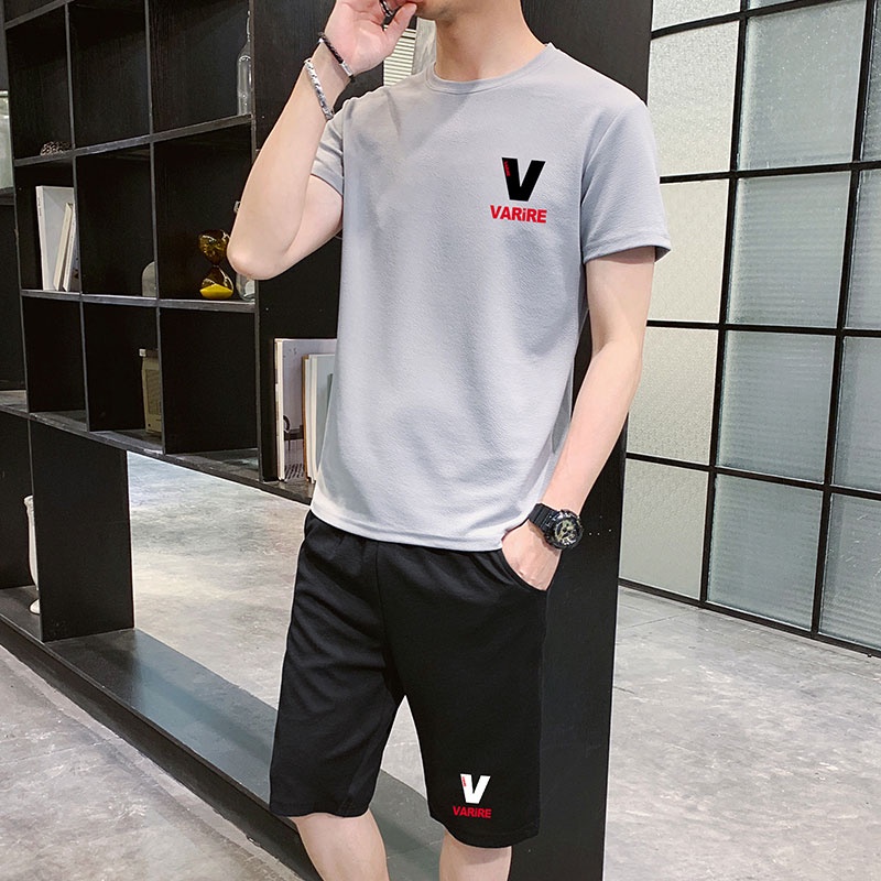 Áo thun nam cổ tròn ngắn tay + quần short size M-4XL