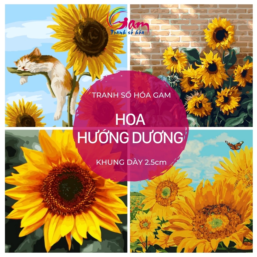 Tranh sơn dầu số hoá 🌻Hoa hướng dương🌻 Sunflower treo tường