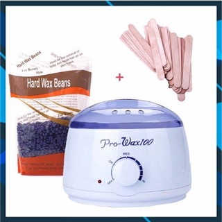 Nồi nấu sáp wax lông pro wax 100 + 100g sáp dừa cao cấp + que gỗ