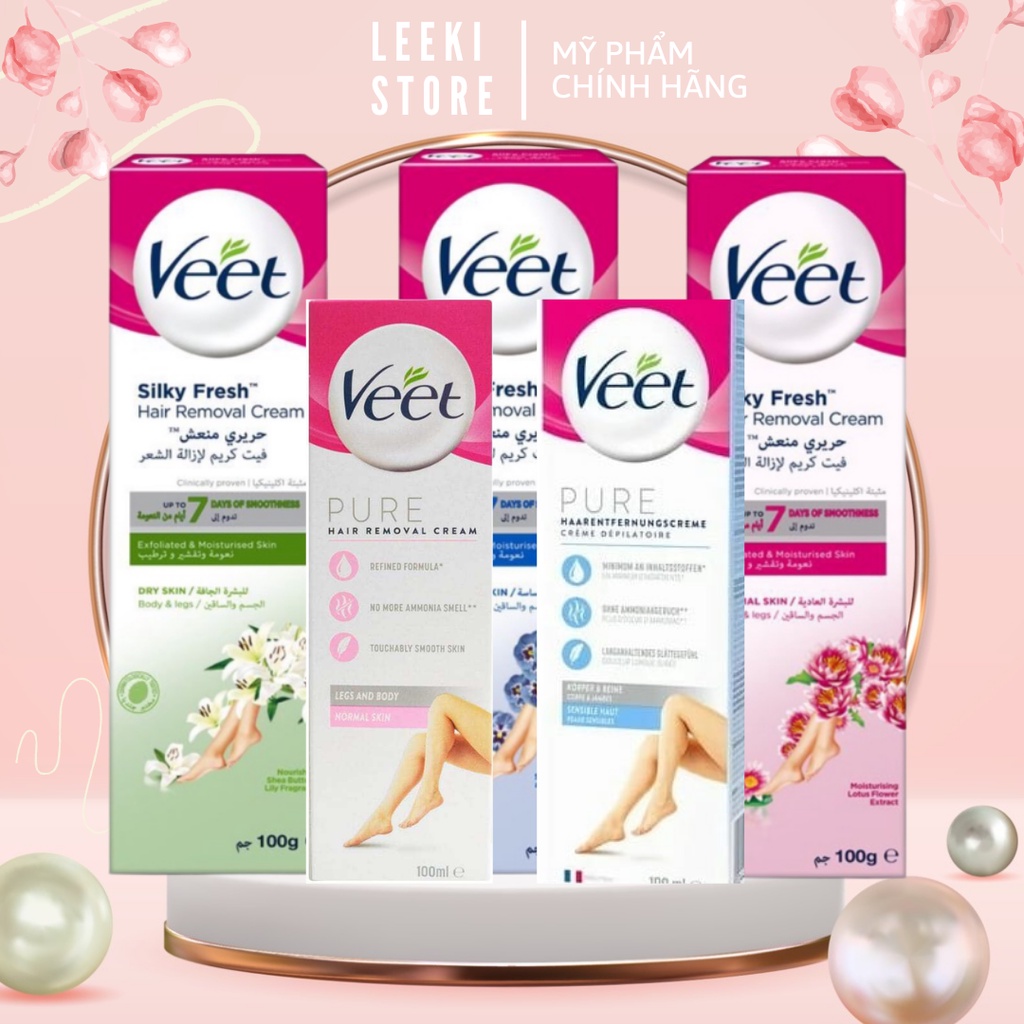 Kem tẩy lông triệt lông Veet Pháp 100ml tẩy lông nách, tay, chân hiệu quả (Mẫu Mới)