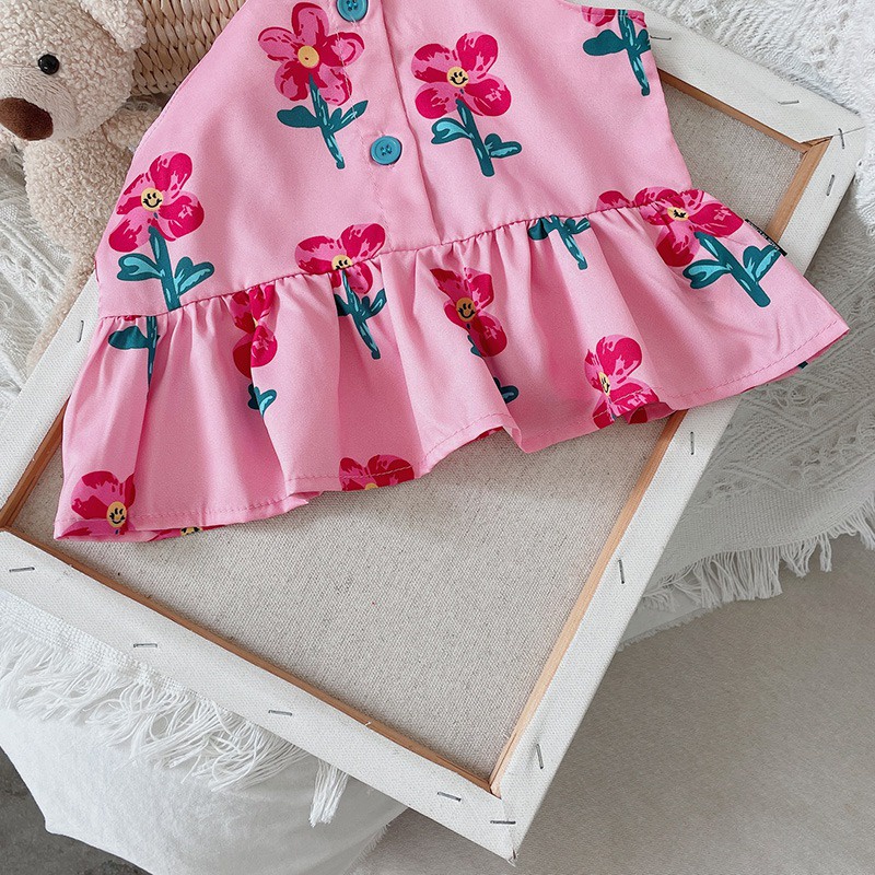 Set Áo Thun Sát Nách Phối Chân Váy Thời Trang Dễ Thương Cho Bé Gái