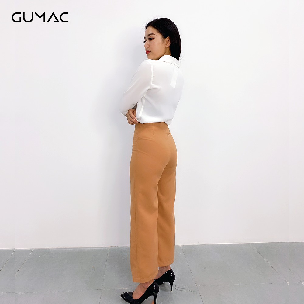 [Mã WABRGU72 giảm 10% tối đa 50k đơn 250k] Quần tây nữ ống rộng lưng liền GUMAC QA9119_NAU | BigBuy360 - bigbuy360.vn