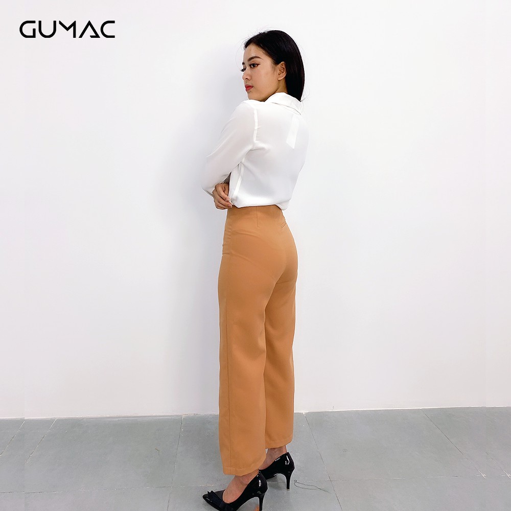 [Mã WABRGU72 giảm 10% tối đa 50k đơn 250k] Quần tây nữ ống rộng lưng liền GUMAC QA9119_NAU