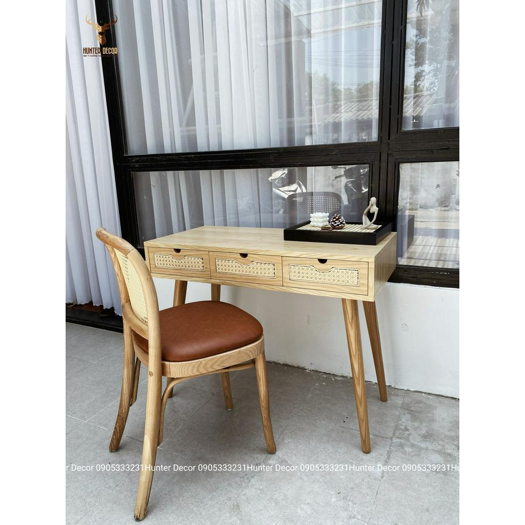 Bàn làm việc, trang điểm gỗ phối mây