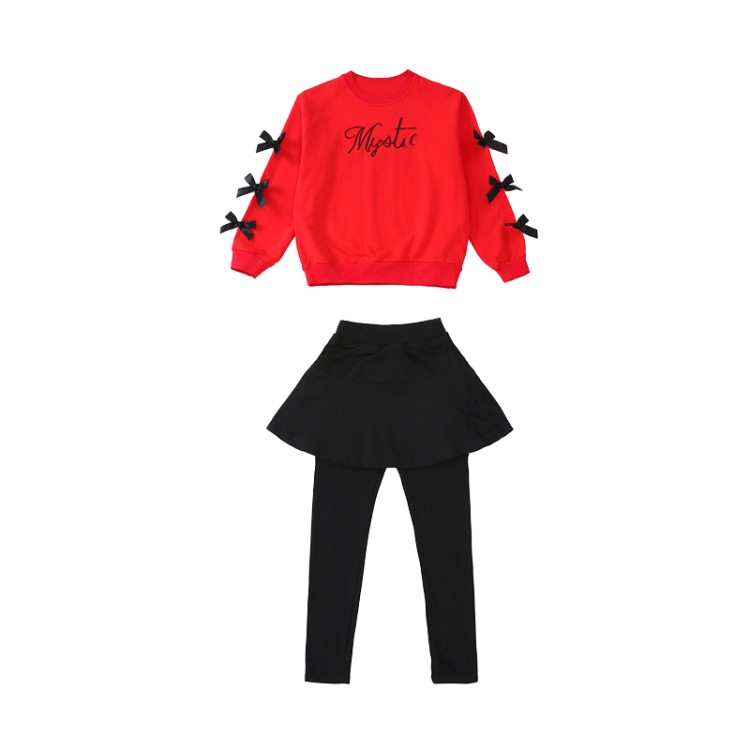 Set Áo Tay Dài + Chân Váy Đính Nơ Xinh Xắn Thời Trang Dành Cho Mùa Thu | BigBuy360 - bigbuy360.vn