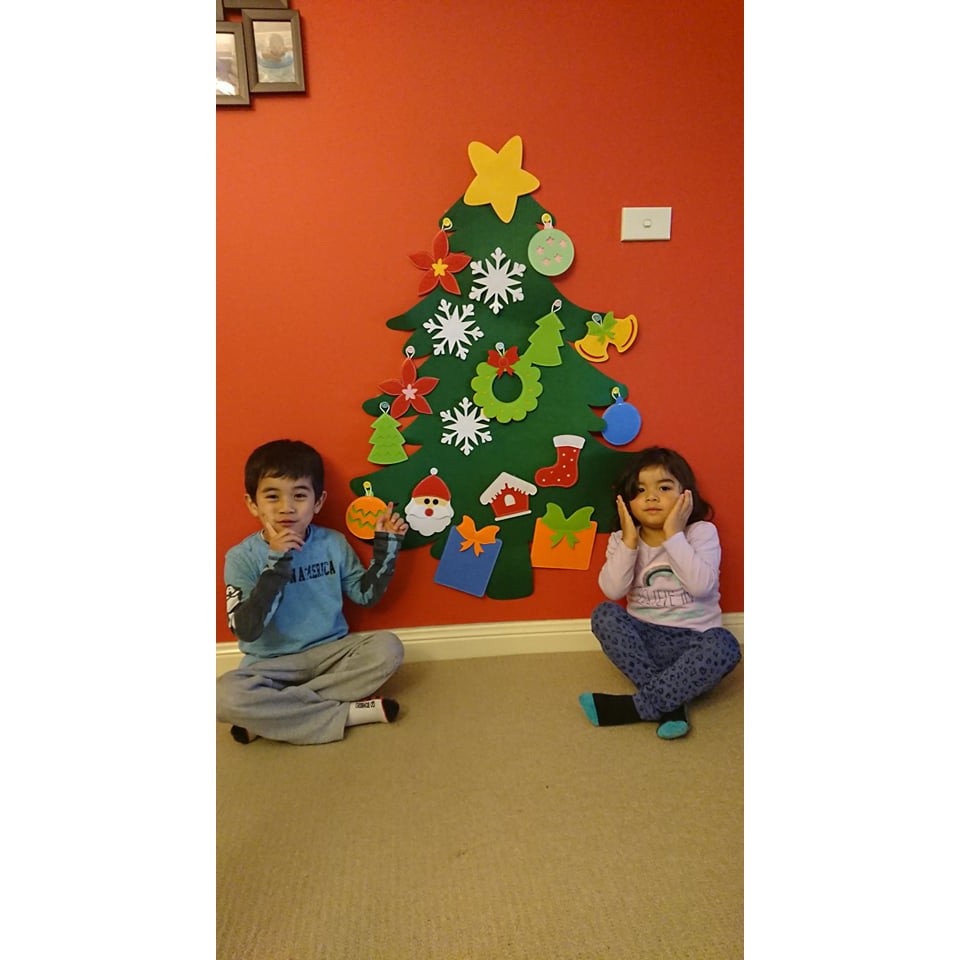 Cây thông noel giáng sinh bằng vải giặt được treo tường handmade – christmas tree