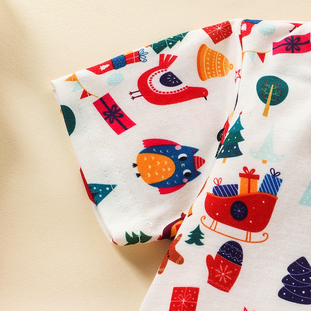 Bộ áo liền quần in hình ông già noel tuần lộc dễ thương cho bé trai sơ sinh