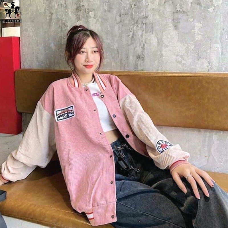 [Freeship] Áo khoác nhung bomber nam nữ phong cách hàn quốc dễ thương thời trang Noble TP65