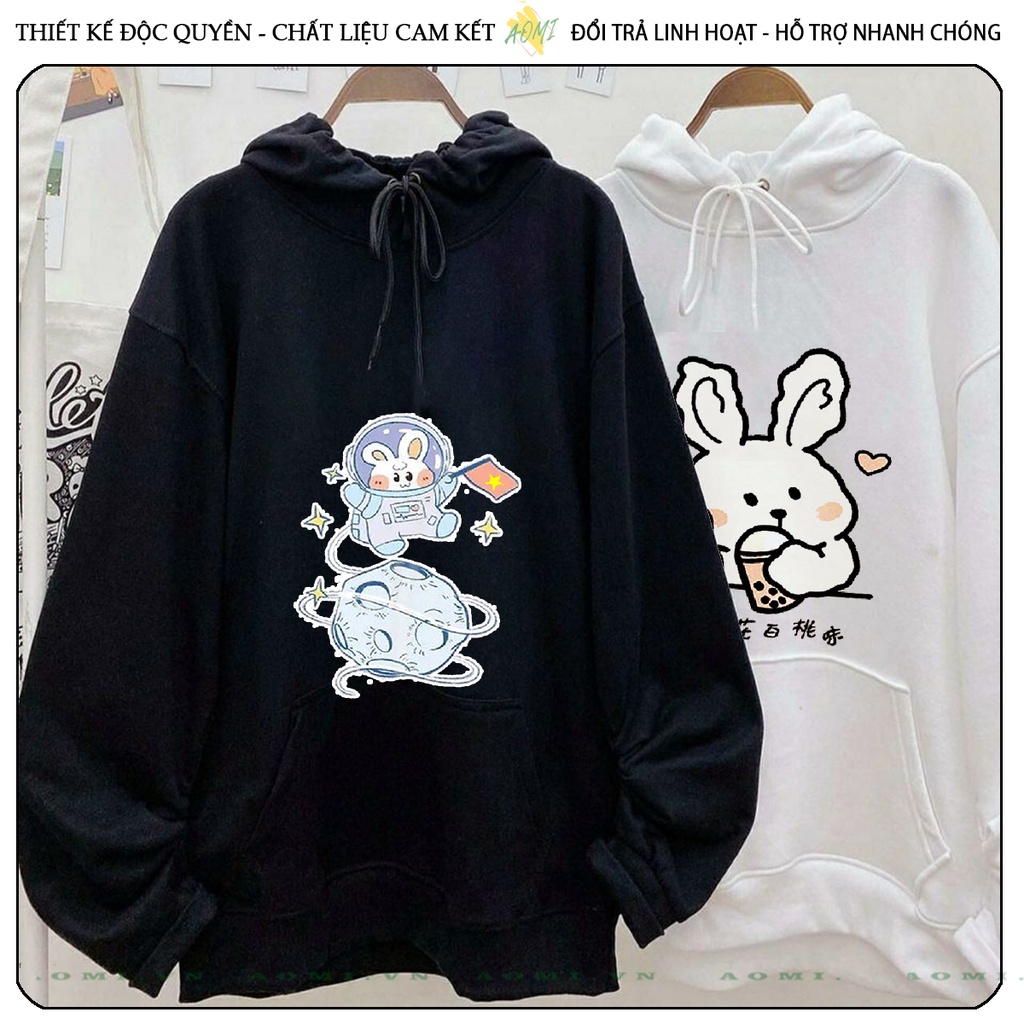 Áo khoác Nỉ Bông HOODIE Khủng long phi hành gia space tay dài da cá mũ trùm đầu unisex full size AOMIVN