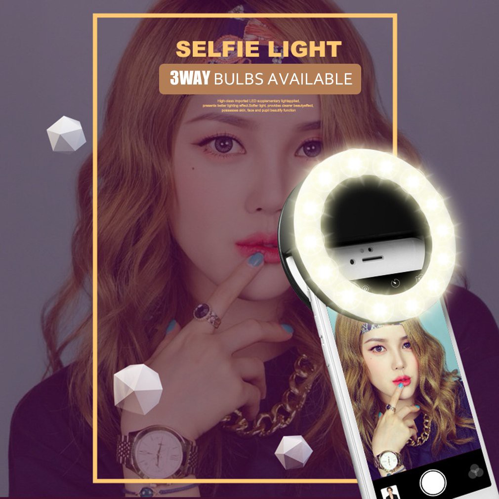 Đèn Led Tròn Chụp Ảnh Selfie 36 Bóng Mini Sạc Usb 3 Mức Độ Sáng Cho Ios Android