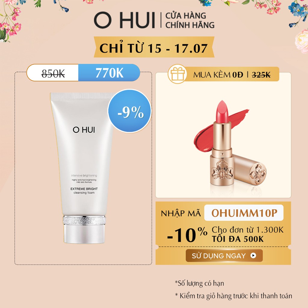 [Mã FMCGMALL -8% đơn 250K] Sữa rửa mặt dưỡng trắng OHUI Extreme Bright Cleansing Foam 160ml | BigBuy360 - bigbuy360.vn