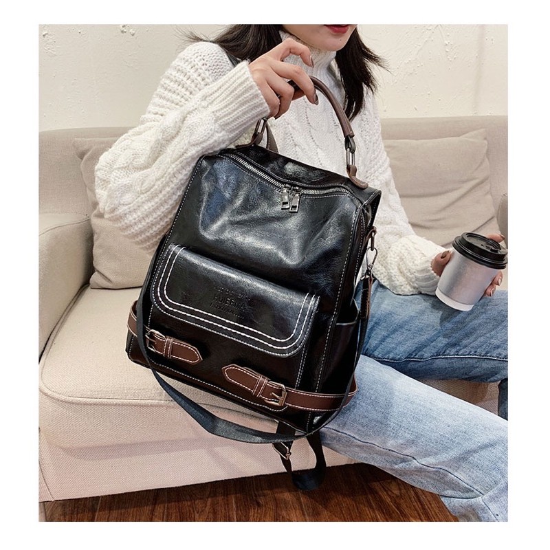 BALO THỜI TRANG NỮ BALO ĐI HỌC HỘP VUÔNG VINTAGE DA PU ULZZANG BLN55H183