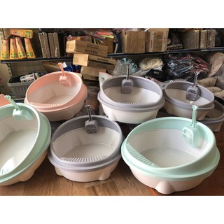 Khay vệ sinh hình elip cho mèo hàng cao cấp có sz lớn cho bé 10kg + kèm xẻng