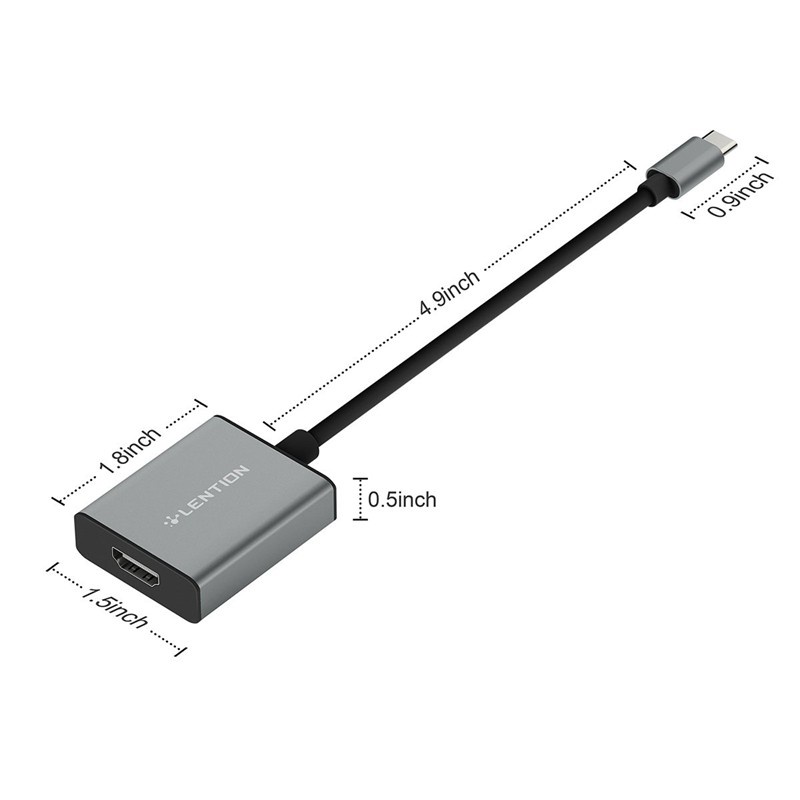 LENTION USB C to 4K HDMI-Compatible Digital AV Adapter USB-C to 4K30Hz Mirror and Extend e Adapter for Laptop,Gray