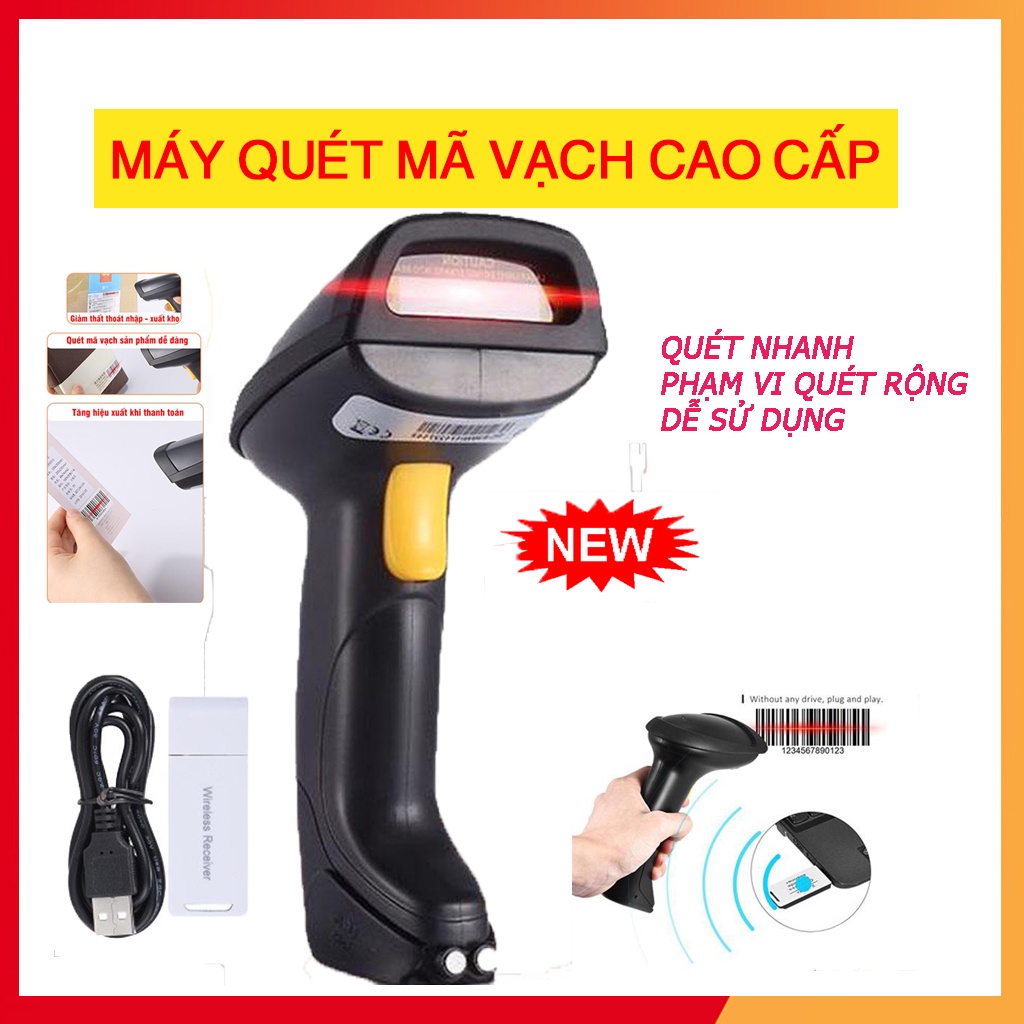 Máy quét, Bắn Mã Vạch Hàng Hóa Không Dây Cao Cấp, Máy Scan Cực Nhanh , Công Nghệ Laser Tiên Tiến RE V2 - Hàng Nhập Khẩu