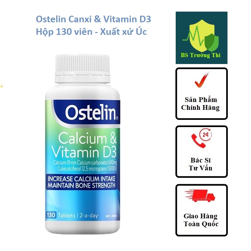 Ostelin Calcium & Vitamin D3 130 viên Tăng hấp thu canxi, tăng đề kháng