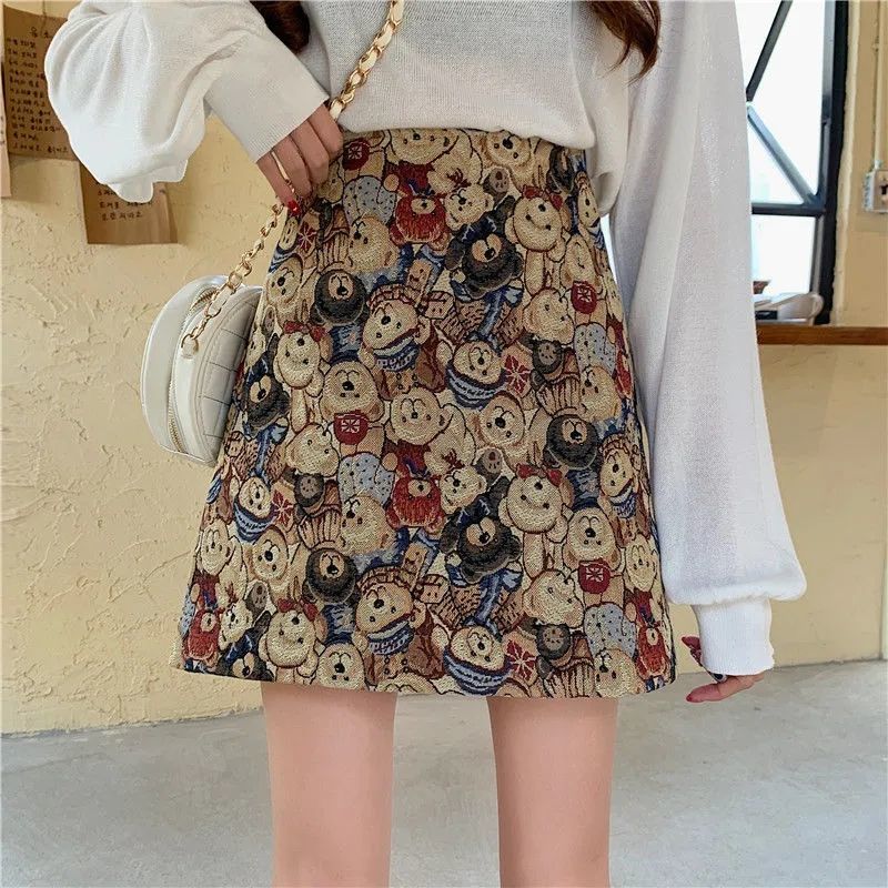 Chân váy len in họa tiết gấu thời trang retro 2020 | BigBuy360 - bigbuy360.vn
